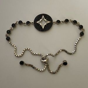 925 Silver slider bracelet black cz stones